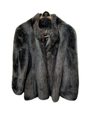 Hillmoor Womens Brown Faux Fur Coat Size M Elegant Outerwear Halloween Cosplay
